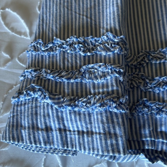 L.L. Bean - Girls Blue and White Pinstripe Lined Ruffle Skirt - Picture 2 of 4
